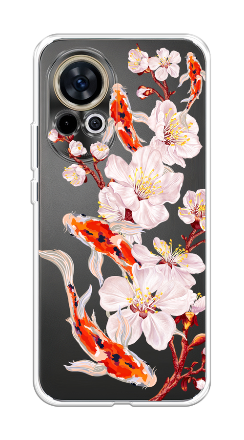 

Чехол на Huawei Nova 12 "Карпы и сакура", Оранжевый;розовый;бежевый;прозрачный, 6123050-1