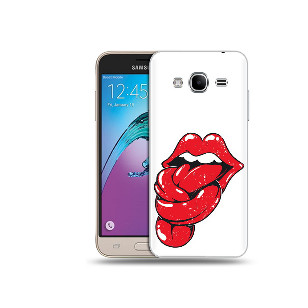

Чехол MyPads Tocco для Samsung Galaxy J3 (2016) яркие губы с языком (PT29089.580.705), Прозрачный, Tocco