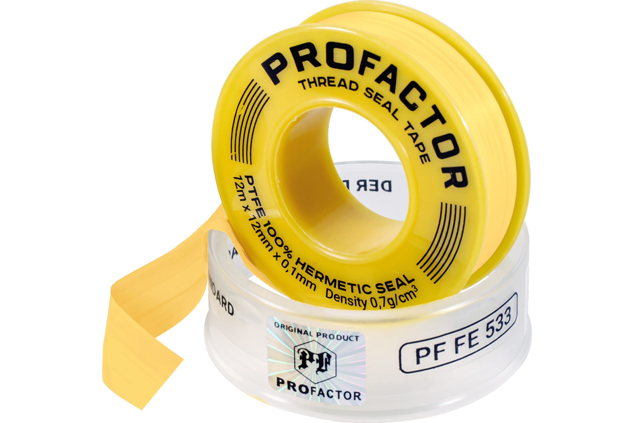 PROFACTOR ФУМ лента PF Professional желтая ?55мм 12мм х 0,1мм х 12м PF FE 533