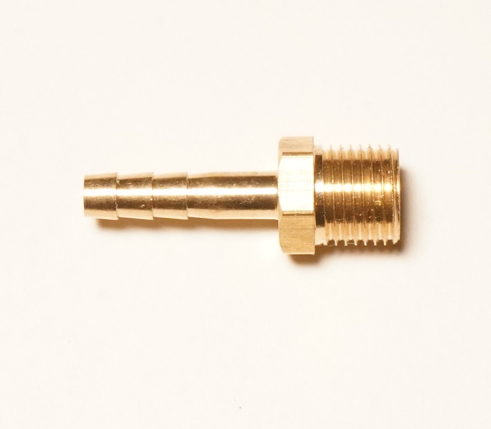 Штуцер из латуни, резьба: наружная G1/8, диаметр трубки штуцера 4 мм