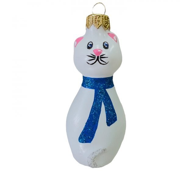 Елочная игрушка Evis Котик в шарфе 161502305 1 шт. белый