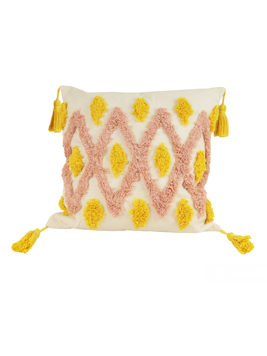 Подушка с кисточками iHome бежевая, 45х45см, STJH3818-2