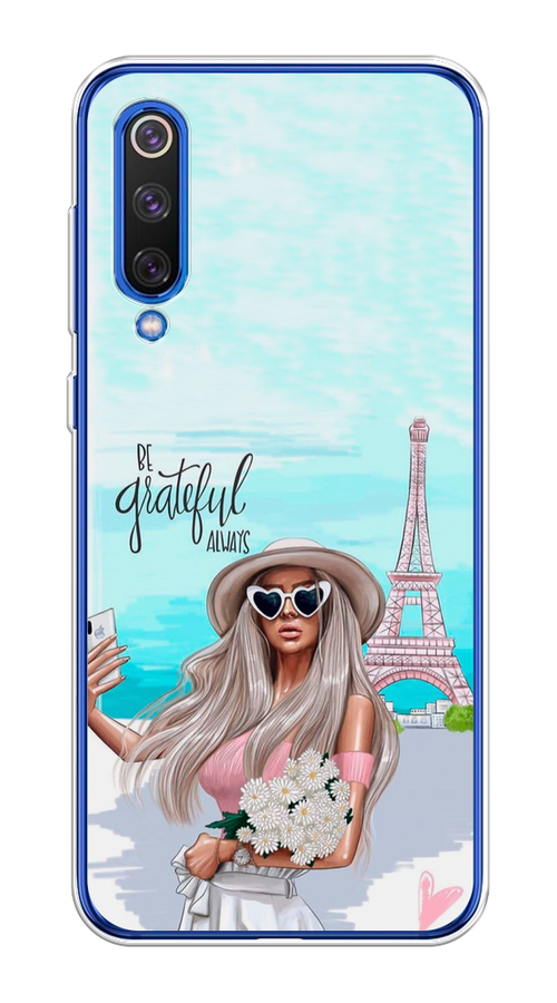 

Чехол на Xiaomi Mi9 SE "Селфи Париж", Голубой;бежевый, 35250-6