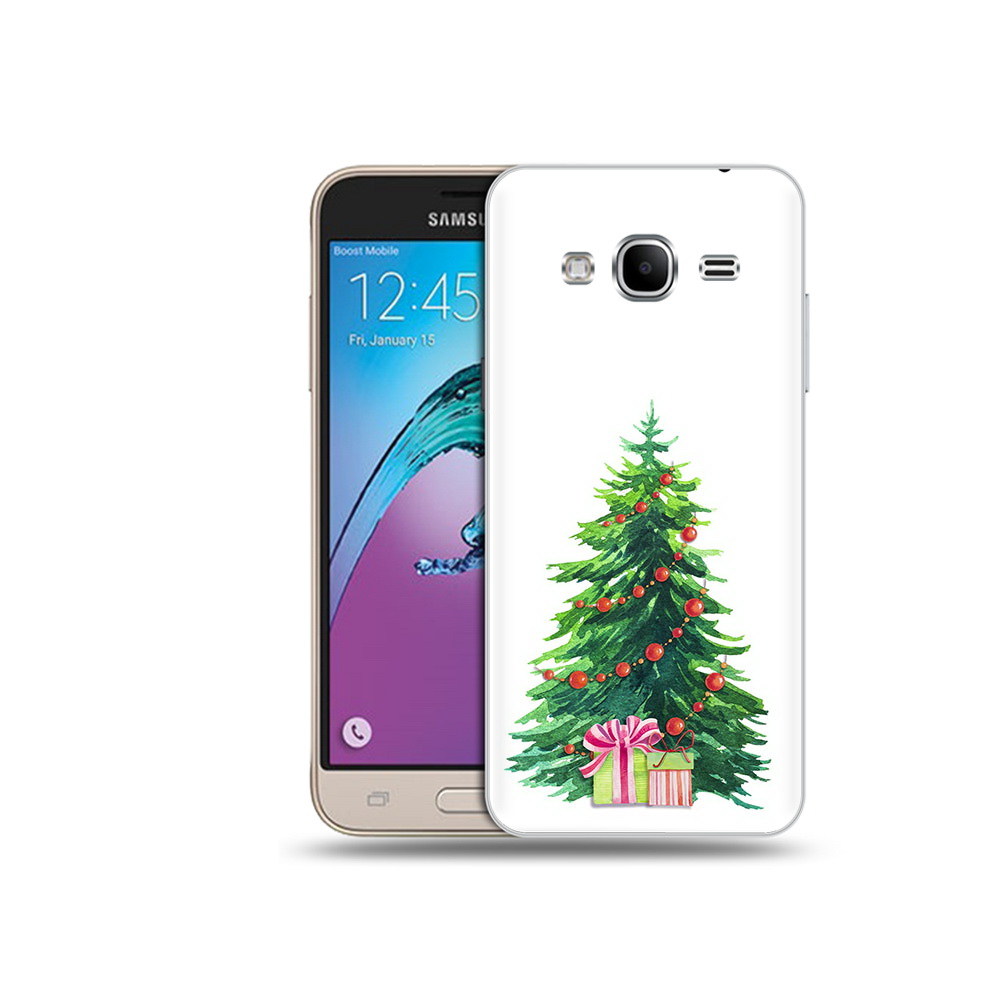 

Чехол MyPads Tocco для Samsung Galaxy J3 (2016) Елка новогодняя с подарками акварель, Прозрачный, Tocco
