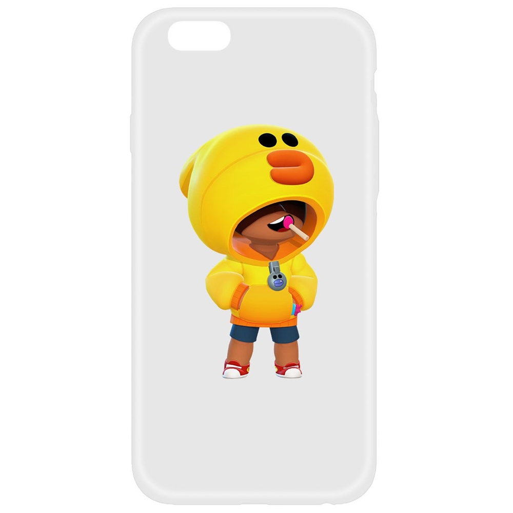 Чехол-накладка Krutoff Soft Case Brawl Stars-Леон Салли для iPhone 6/6s белая
