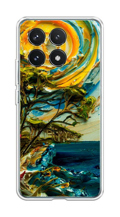

Чехол на Xiaomi Redmi K70 Pro 5G "Солнце живопись", Желтый;синий, 320750-1