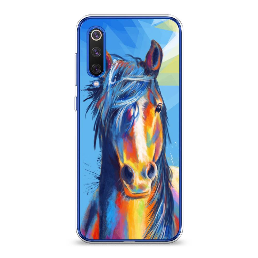 

Чехол на Xiaomi Mi9 SE "Лошадь арт 3", Голубой;желтый;синий, 35250-1