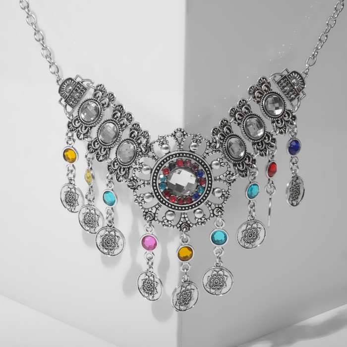 

Колье из бижутерного сплава 30 см Queen Fair 9627010, стразы, 9627010