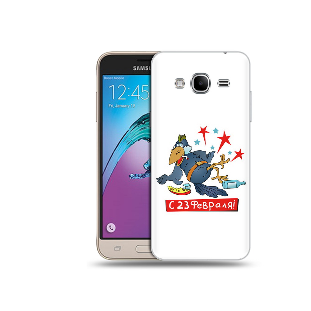 

Чехол MyPads Tocco для Samsung Galaxy J3 (2016) 23 февраля веселая птица (PT29089.580.9), Прозрачный, Tocco