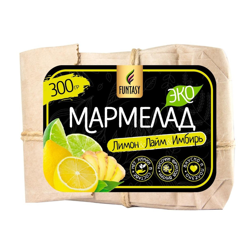 

Эко мармелад Funtasy Лимон, лайм и имбирь, 300 гр
