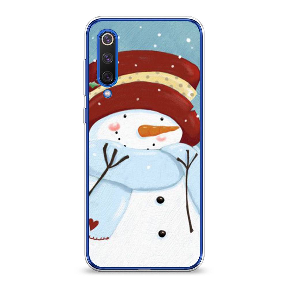 

Чехол на Xiaomi Mi9 SE "Застенчивый снеговик", Голубой;белый;красный, 35250-5