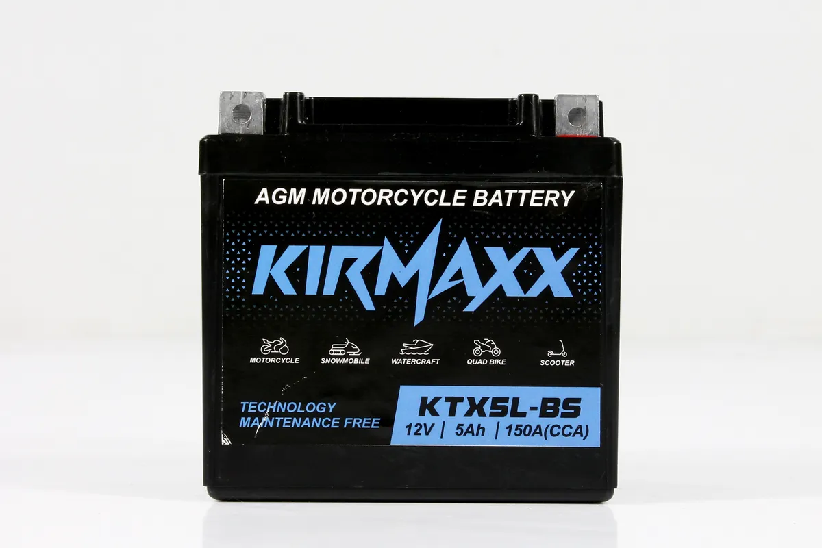

Мото аккумулятор KirMaxx KTX5L-BS (YTX5L-BS) стартерный для мотоцикла AGM 12V 5 а/ч, KirMaxx KTX5L-BS