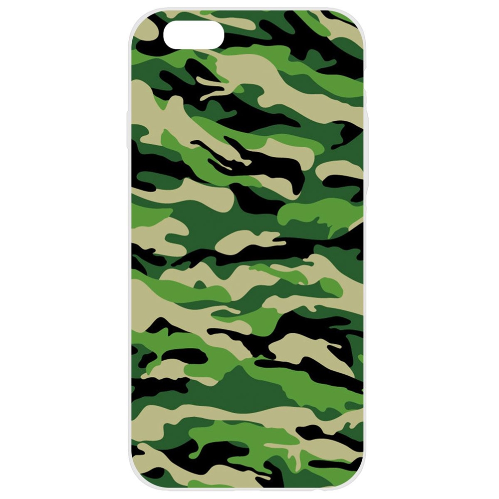 Чехол-накладка Krutoff Soft Case Камуфляж зеленый для iPhone 6/6s белая