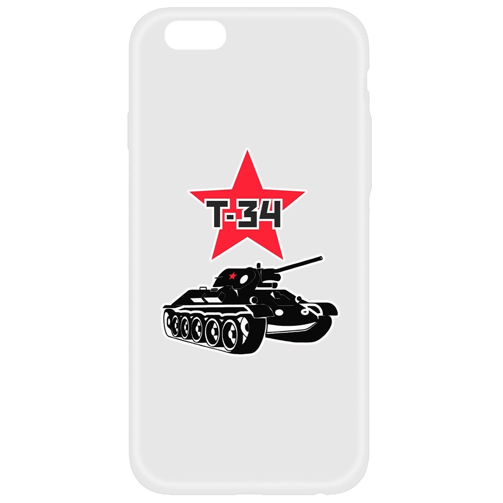Чехол-накладка Krutoff Soft Case Т-34 для iPhone 6/6s белая