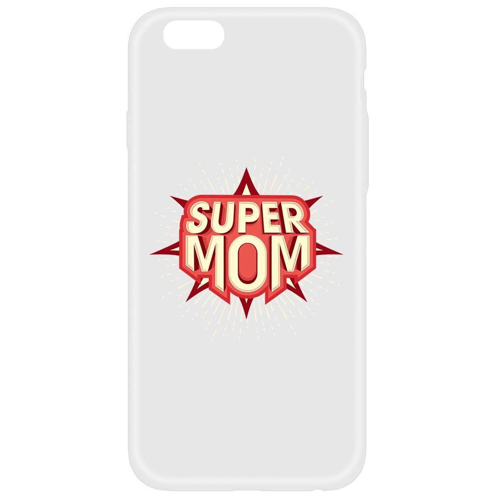 Чехол-накладка Krutoff Soft Case Супер Мама для iPhone 6/6s белая