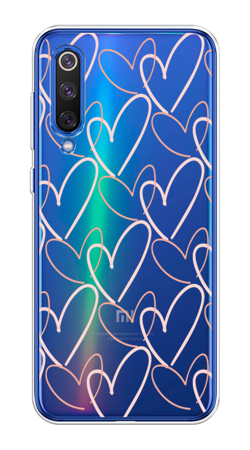 

Чехол на Xiaomi Mi9 SE "Узор из сердечек", Розовый;бежевый, 35250-6
