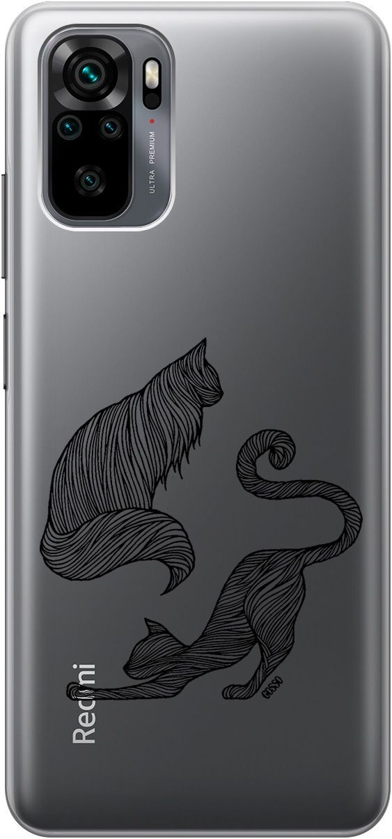 

Чехол на Xiaomi Redmi Note 10 "Lazy Cats" прозрачный, Прозрачный;серый, 716