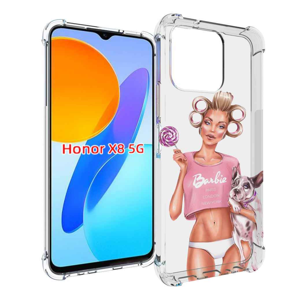 

Чехол MyPads Барби-с-собачкой женский для Honor X8 5G, Прозрачный, Tocco