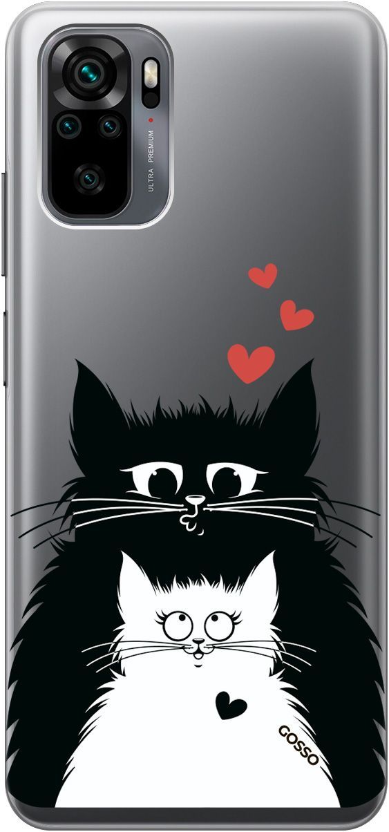 

Чехол на Xiaomi Redmi Note 10 "Cats in Love" прозрачный, Прозрачный;белый, 716