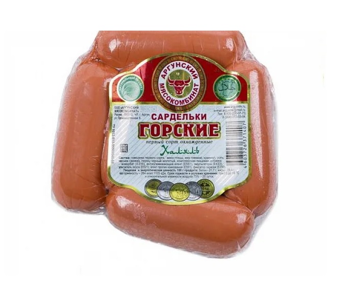 

Сардельки Аргунский мясокомбинат Горские вареные +-500 г