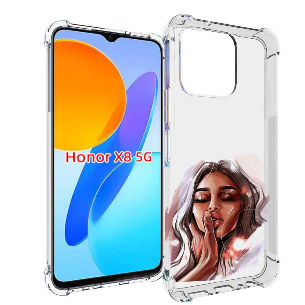 

Чехол MyPads Большие-губы женский для Honor X8 5G, Прозрачный, Tocco
