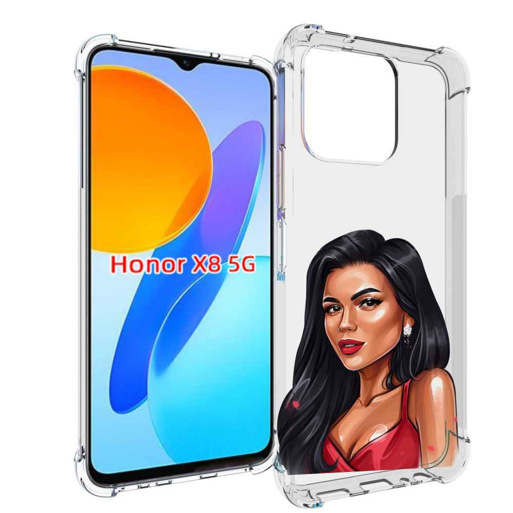 

Чехол MyPads Брюнетка-в-красном-платье для Honor X8 5G, Прозрачный, Tocco