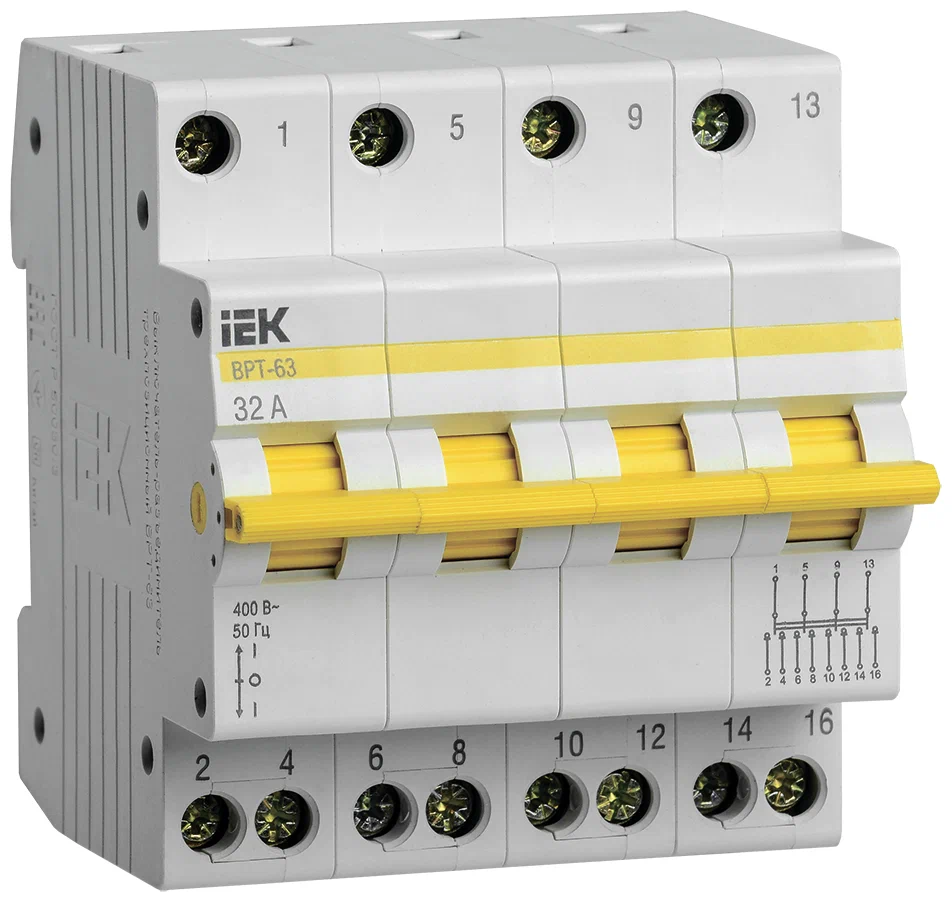 

Выключатель-разъединитель трехпозиционный 4P IEK MPR10-4-032 .