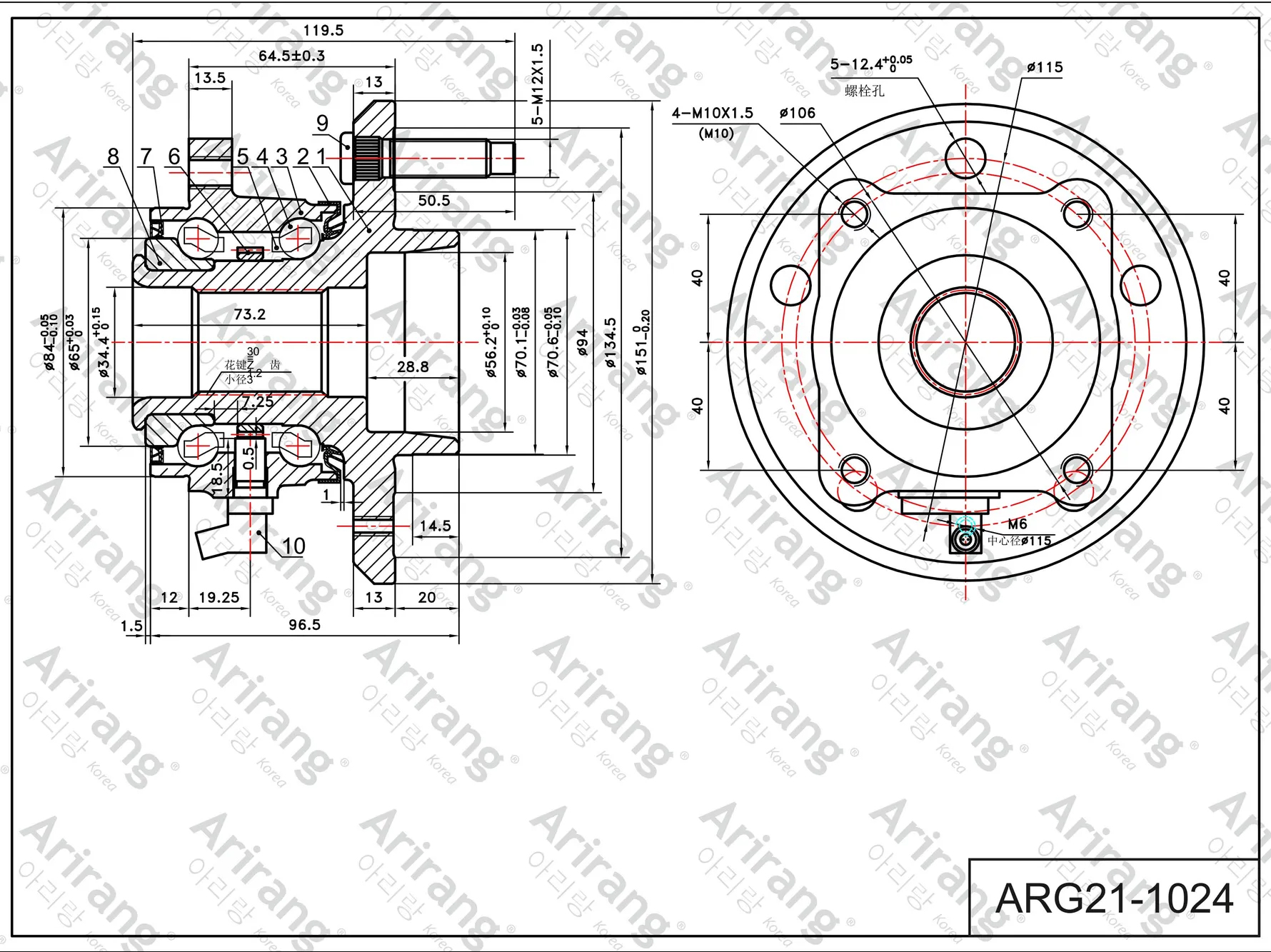 Ступица задняя ASVA CHRWH-cobr. CHRWH-v200f. Arg211024. Dong-Feng 1064 схема задней ступицы.