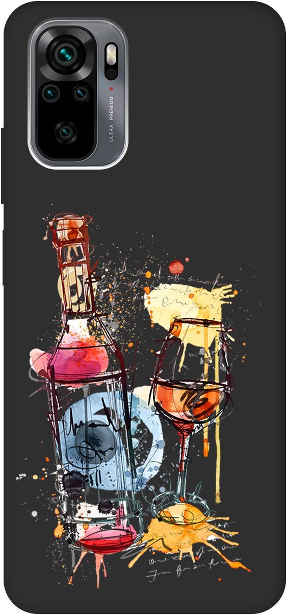 

Чехол на Xiaomi Redmi Note 10 "Aquarelle Wine" черный, Черный;голубой, 732