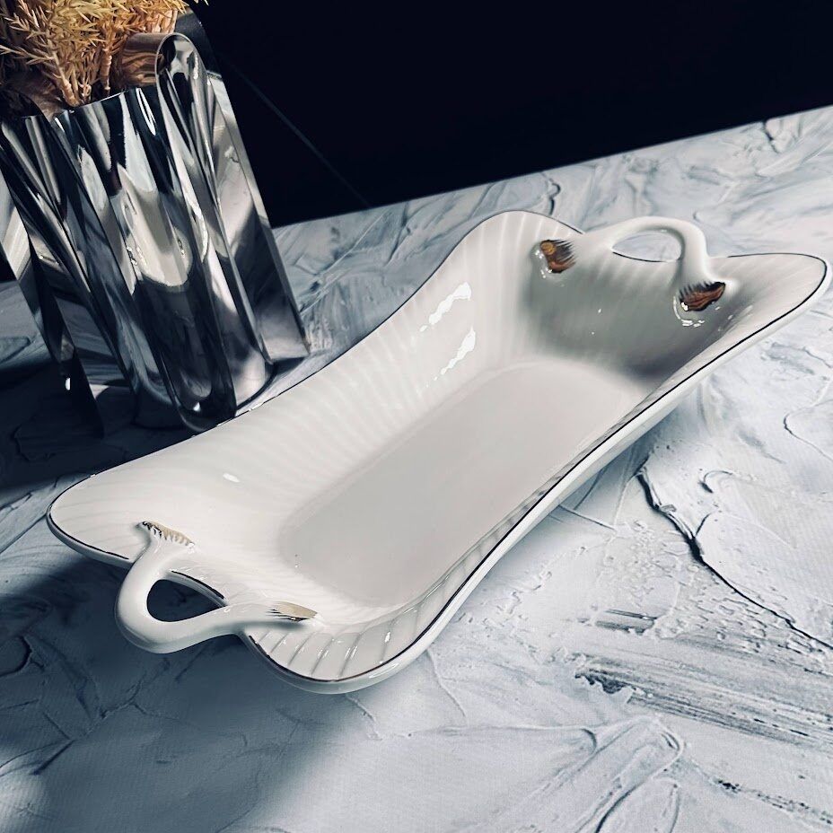 

Прямоугольное Блюдо с ручками Lenardi Marzipan grey 34х21х6см, фарфор