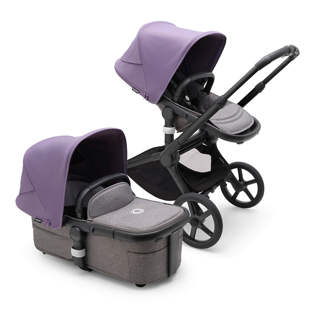 

Коляска 2в1 Bugaboo Fox 5 Black, цвет Grey Melange-Astro Purple, Fox 5 Black