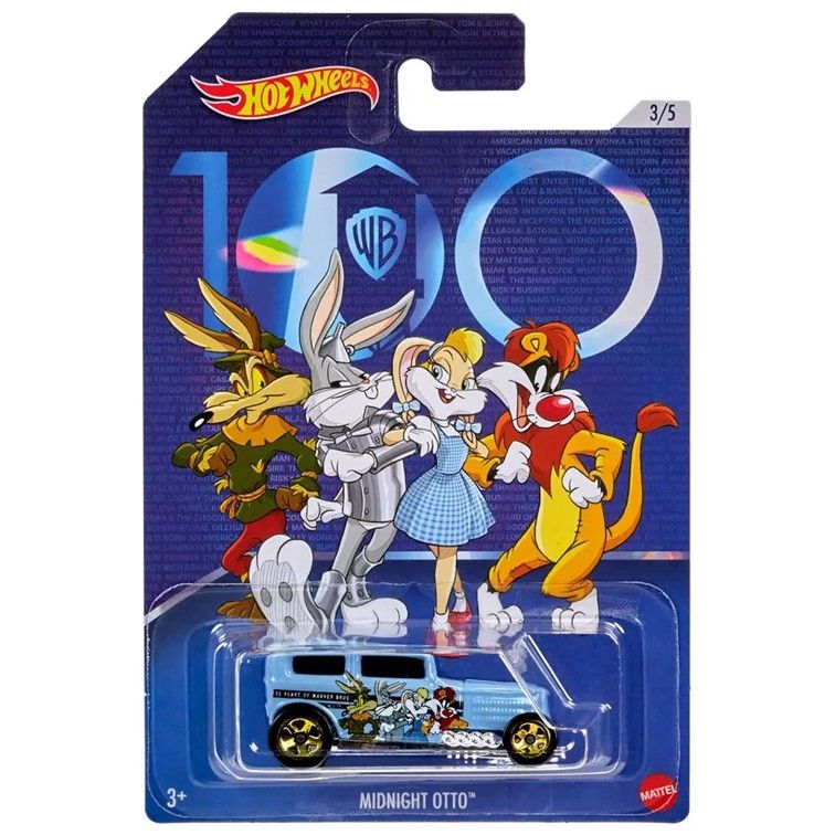 

Машинка металлическая Hot Wheels HLK30 Warner Bros коллекционная Midnight Otto, Голубой, HW-metall-all