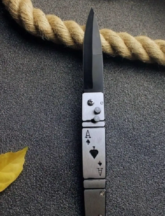 Нож туристический складной, длина 21см, черное лезвие, Нож_туз_130, 1 шт
