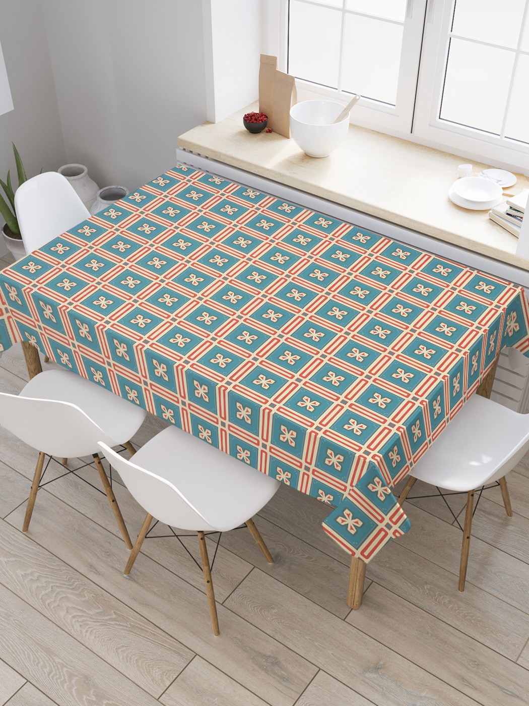 

Скатерть прямоугольная JoyArty на кухонный стол "Простая плитка" из оксфорда, 180x145 см, Коричневый, Простая плитка