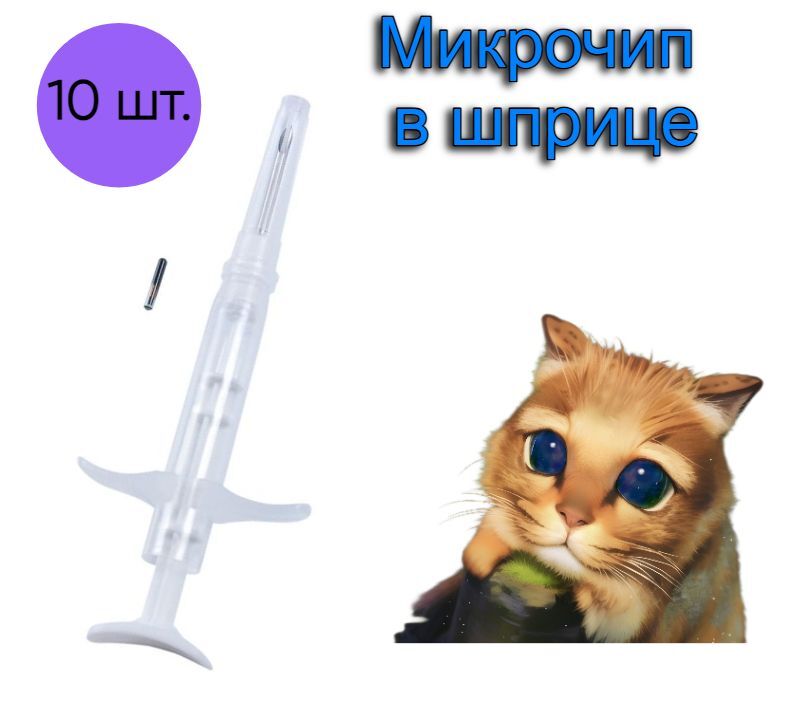 

Микрочип в шприце VitaVet PRO 2х12 мм для домашних животных FDX-B 10 шт