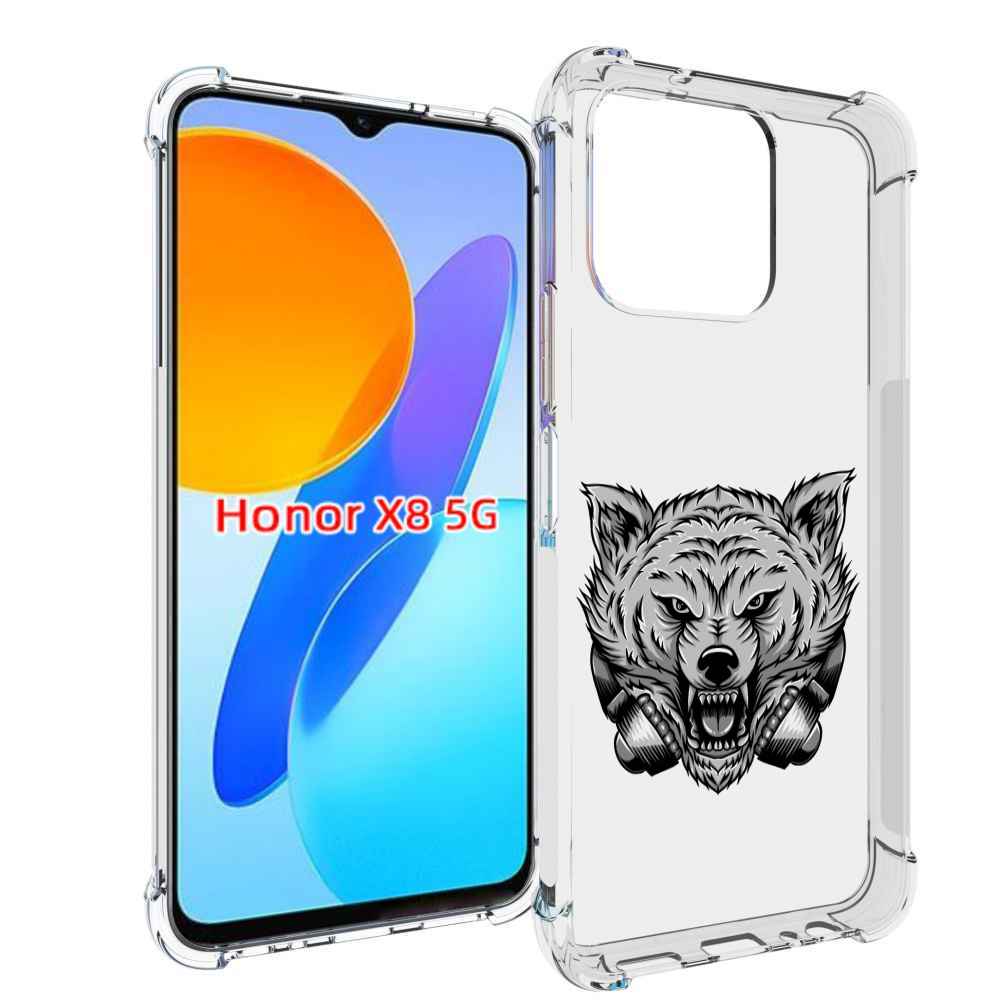 

Чехол MyPads Волк-в-наушниках мужской для Honor X8 5G, Прозрачный, Tocco