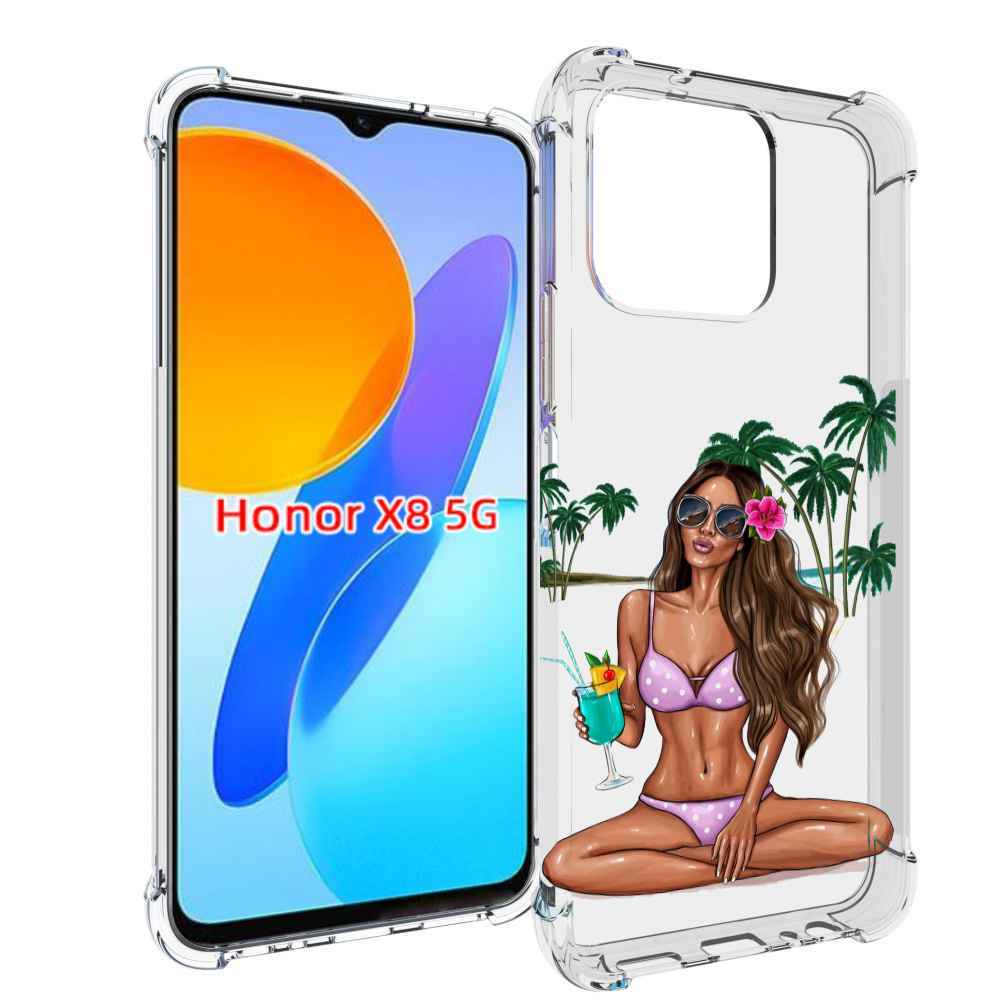 

Чехол MyPads Гавайская-девушка женский для Honor X8 5G, Прозрачный, Tocco