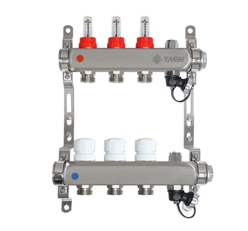 фото Коллекторная группа для теплого пола taen 1x3/4x3 с расходомерами, uc-3a