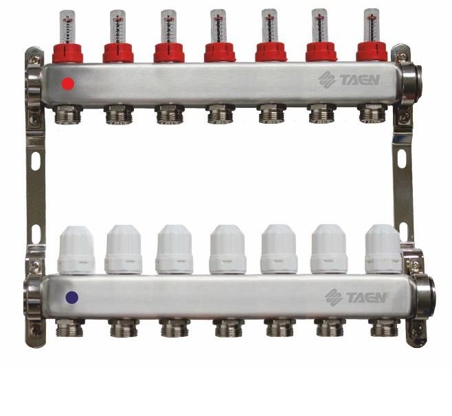Коллекторная группа для теплого пола TAEN 1x3/4x7 с расходомерами, UC-7A