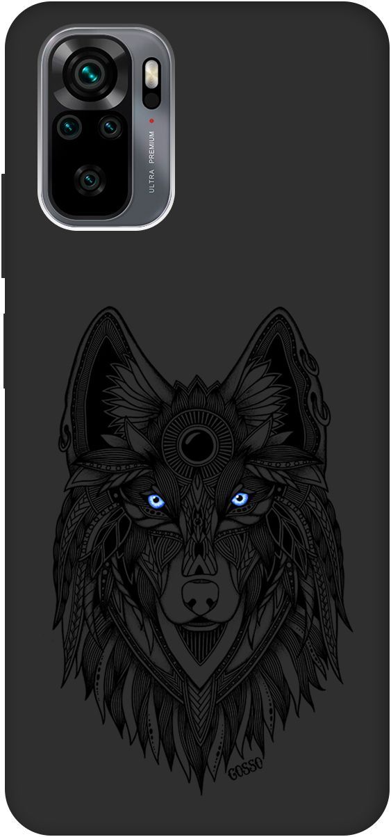 

Чехол на Xiaomi Redmi Note 10 "Grand Wolf" черный, Черный;голубой, 732