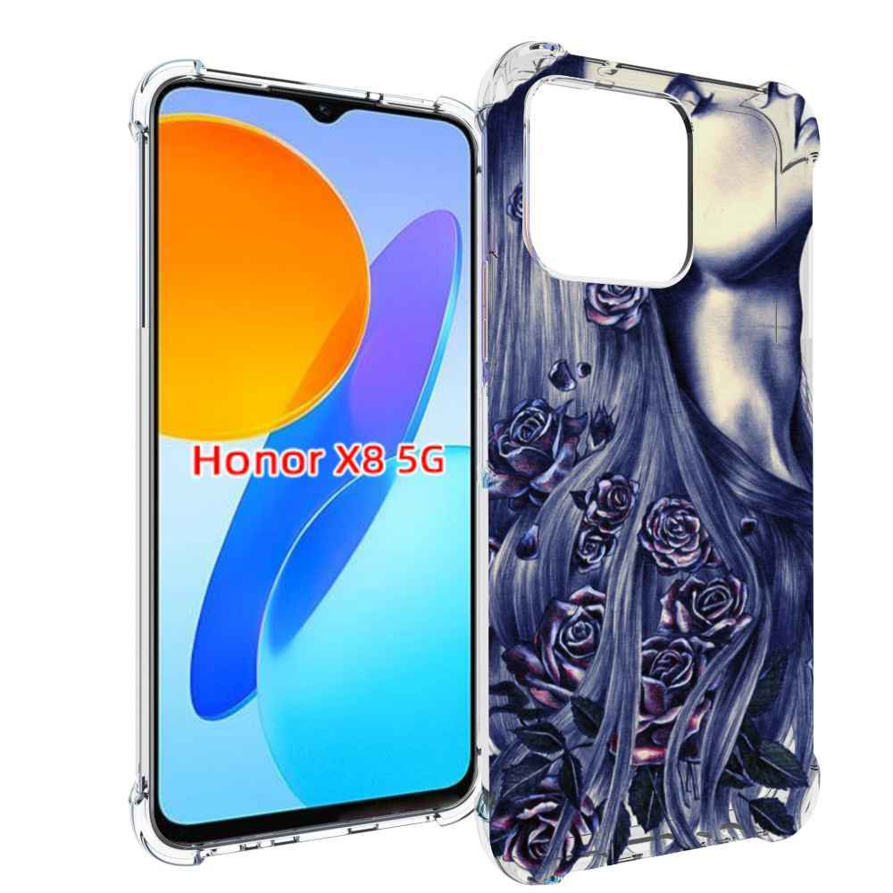 

Чехол MyPads Девушка с розами женский для Honor X8 5G, Прозрачный, Tocco