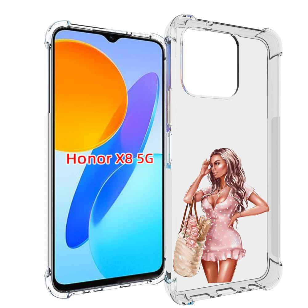 

Чехол MyPads Девушка-в-мини-платье женский для Honor X8 5G, Прозрачный, Tocco