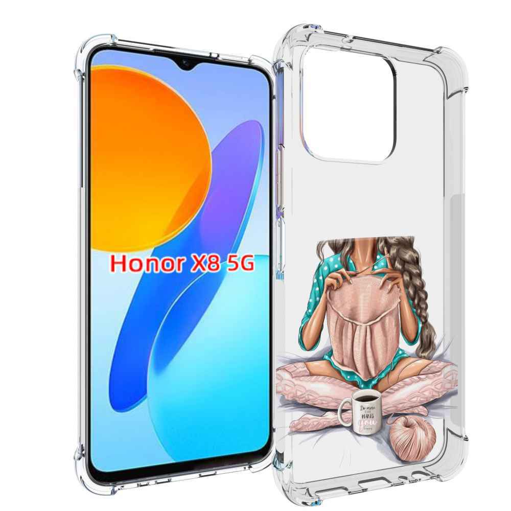 

Чехол MyPads Девушка-вяжет женский для Honor X8 5G, Прозрачный, Tocco