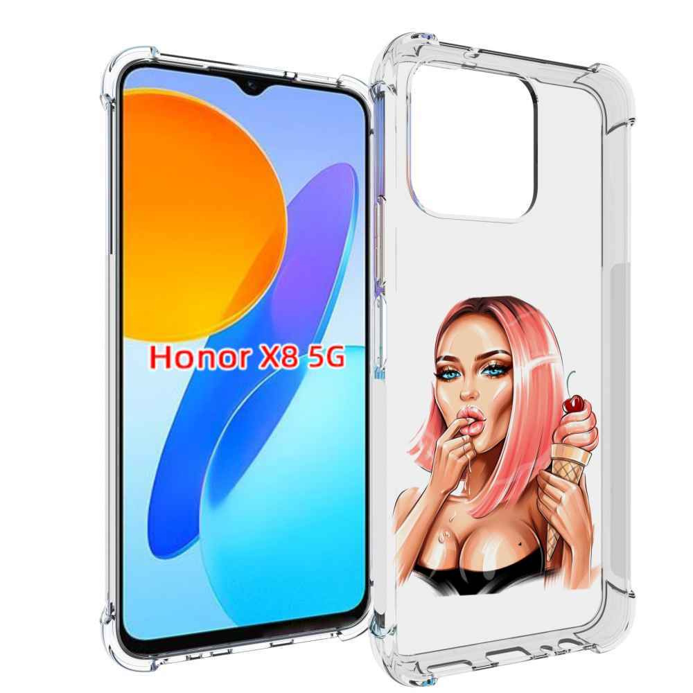 

Чехол MyPads Девушка-и-мороженое женский для Honor X8 5G, Прозрачный, Tocco