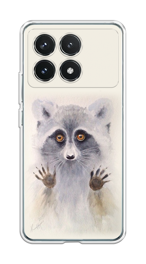 

Чехол на Xiaomi Redmi K70 5G "Енот за стеклом", Бежевый;серый, 320850-1