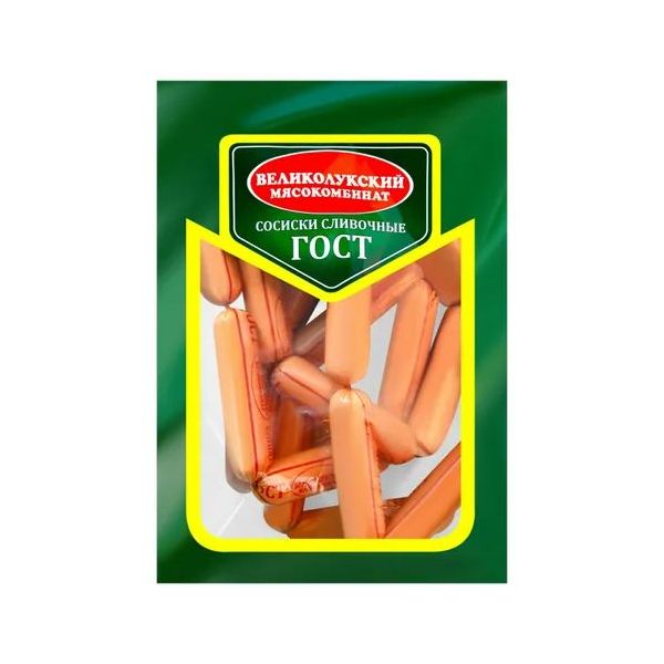 

Сосиски Великолукский мясокомбинат Сливочные ГОСТ +-500 г