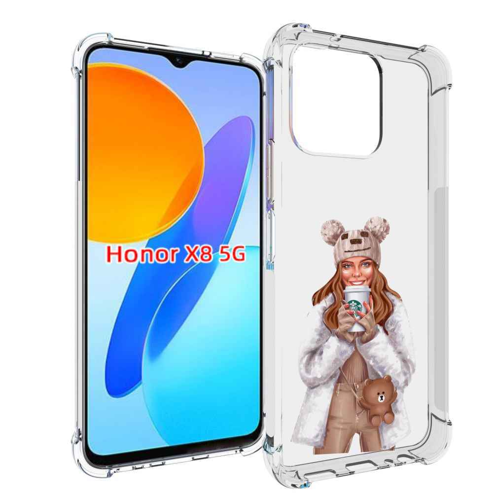 

Чехол MyPads Девушка-с-кофе-старбакс женский для Honor X8 5G, Прозрачный, Tocco