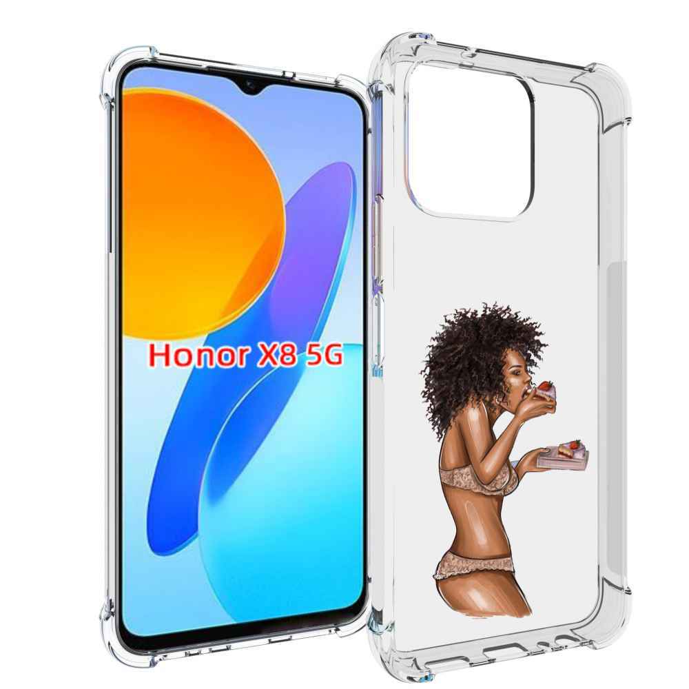 

Чехол MyPads Девушка-с-пирожными женский для Honor X8 5G, Прозрачный, Tocco