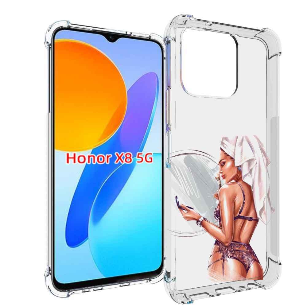 

Чехол MyPads Девушка-с-полотенцем женский для Honor X8 5G, Прозрачный, Tocco