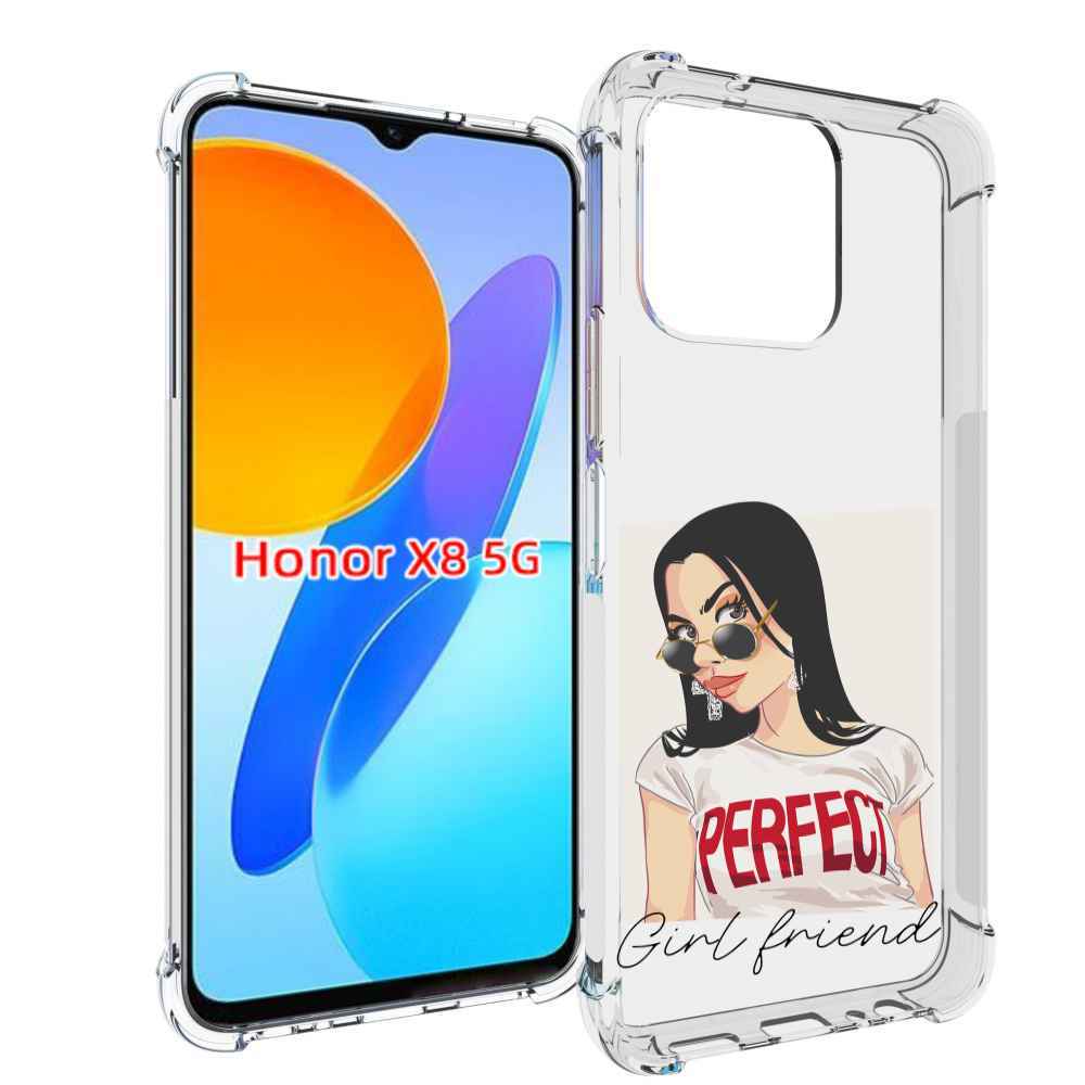 

Чехол MyPads Девушка-с-сережками женский для Honor X8 5G, Прозрачный, Tocco